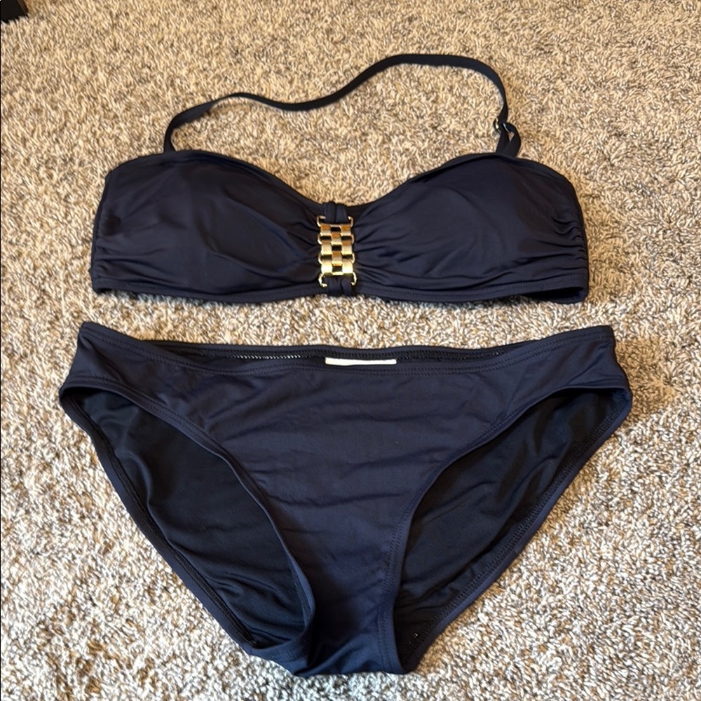 Michael Michael Kors Navy Bikini with Gold Accent - Large